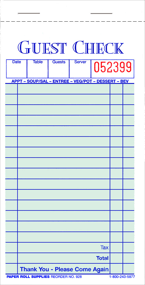 #928 - TWO PART BOOKED PAPER CHECK