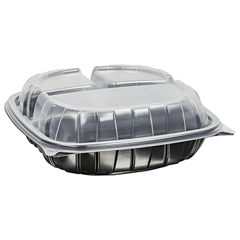 9" rigid 3 cell dinner box container