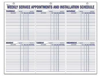 Weekly Service & Installation Schedule Pad – 22" X 17" – 52 Sheets/Pad – Microtec